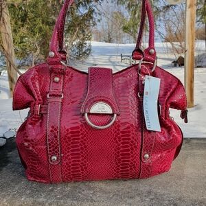 Rosetti Red Snake Print Shoulder Bag
